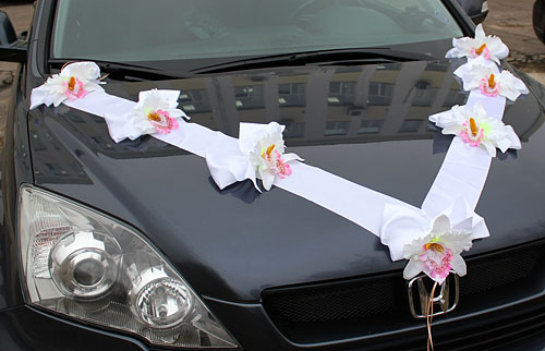 Лента на машину "Орхидея" (бело-розовый)