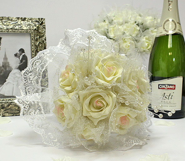 Свадебный букет для невесты "Каприз" (айвори/розовый)