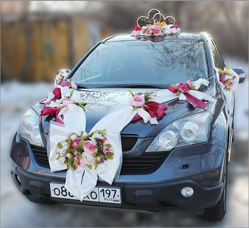 Набор свадебных украшений на машину Винтажная роскошь (бордо)