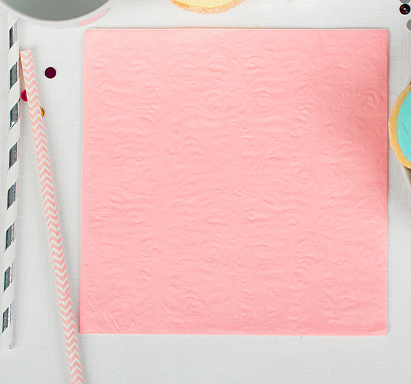 Бумажные салфетки "Розовые с выбитым рисунком", (набор 20 шт) 33см, однотонные
