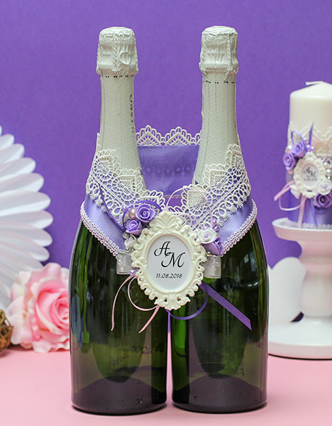 Ленты на свадебное шампанское