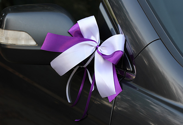 Комплект бутоньерок на авто Фантазия (фиолетовый/белый)
